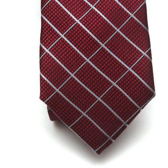 Jos A Bank Tie Red Plaid Necktie Slim Luxury Men NWT 2.5 in - Picture 2 of 7